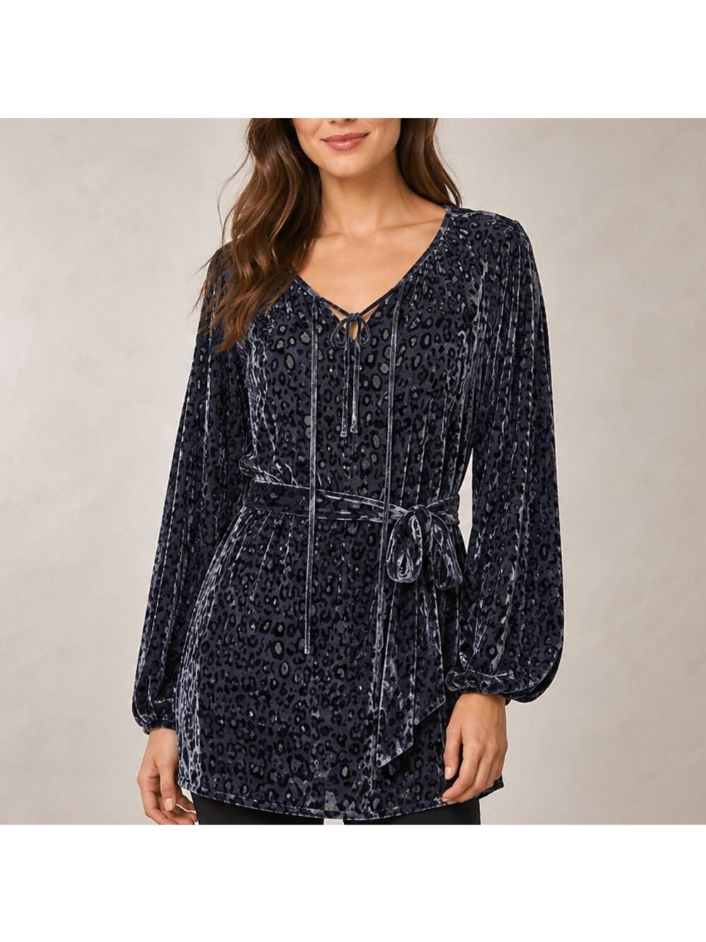 What Goes Around Comes Around Silk Velvet Burnout Tunic Medium Animal NWT